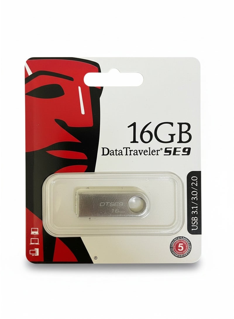 فلاش USB DataTraveler SE9 بسعة 16GB، غلاف معدني، متوافق مع USB 2.0 / 3.0